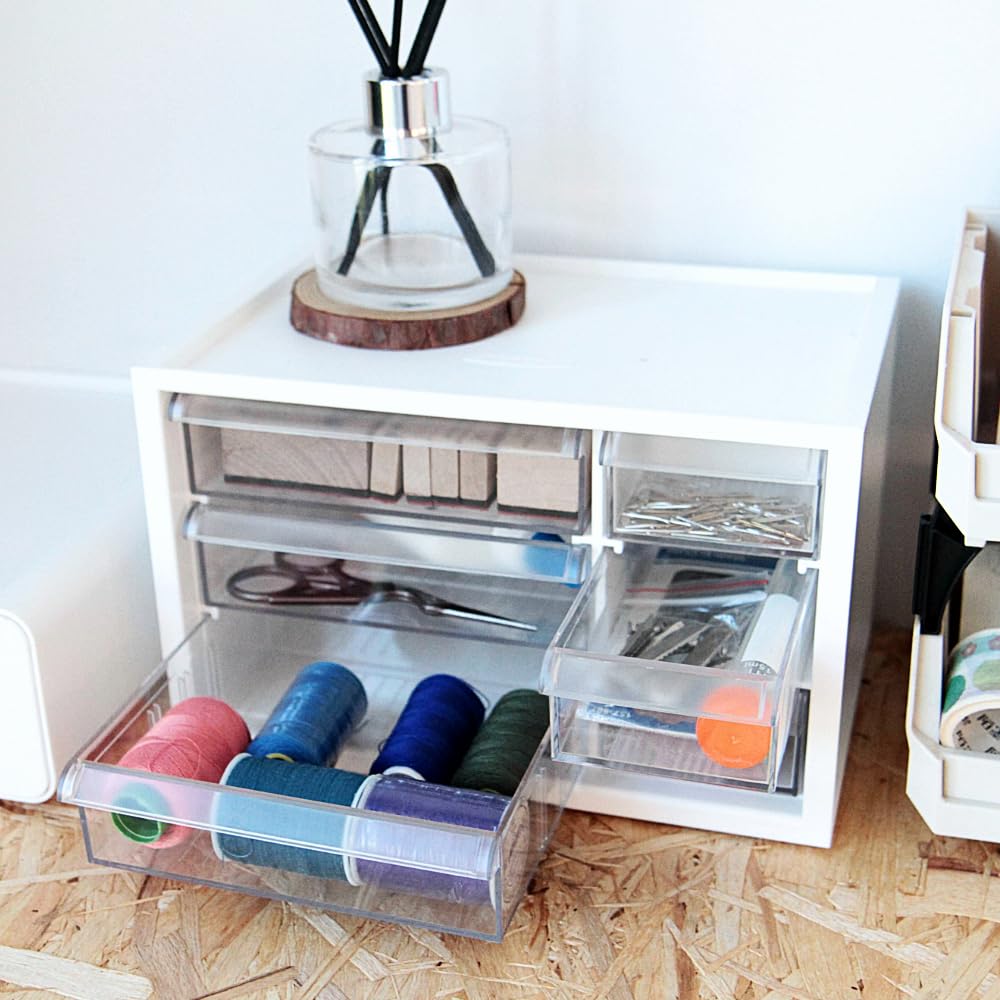 Livinbox Desktop Storage Parts for Organizing Masking Organizing Resin Craft Plastic Model Makeup Small Item White 6-Drawer Case, Cabinet, Notes,