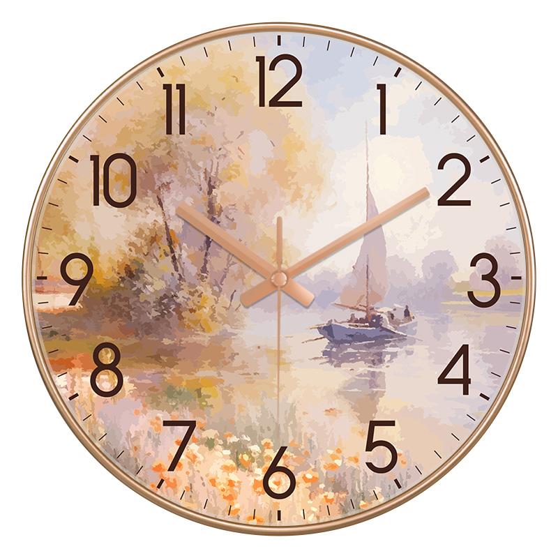 10/12 Inch Fashion Creative Wall Clock Silent Nordic Artist Living Room Bedroom Wall Watch Oil Painting Style Home Decoration