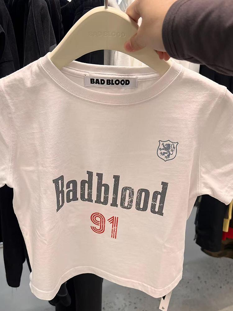 Korean Badblood BCAC Series Retro American Spicy Girl Washed Short T-Shirt - Women s Printed Trendy Short Sleeve Medium белый