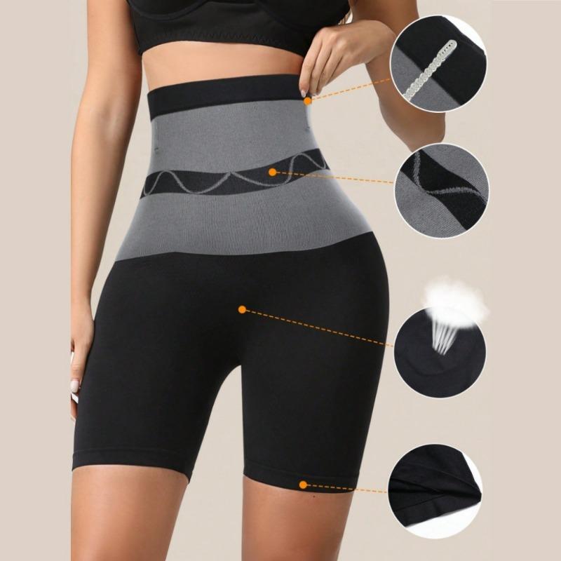 

Women High Waist Wave Edge Tummy Control Butt Lifter Breathable Seamless Slim Shapewear Shorts S чёрный