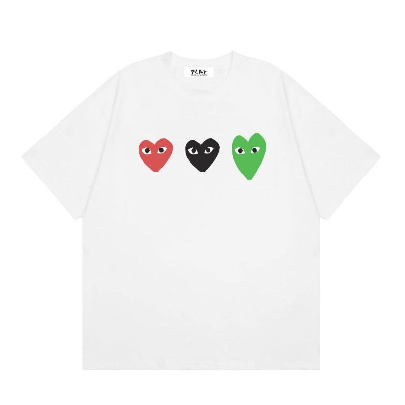 Japanese trendy brand heart-print short-sleeve T-shirt, unisex loose couple's summer casual daily versatile top