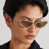 Cat Glasses Oversized Rhinestone Sunglasses Dark Wind Retro With Diamond Metal Exaggerated Sunglasses