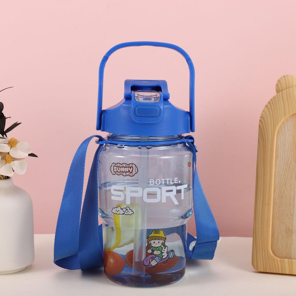Water bottle high value large capacity plastic cup men and women with straw sports kettle outdoor portable summer portable cup