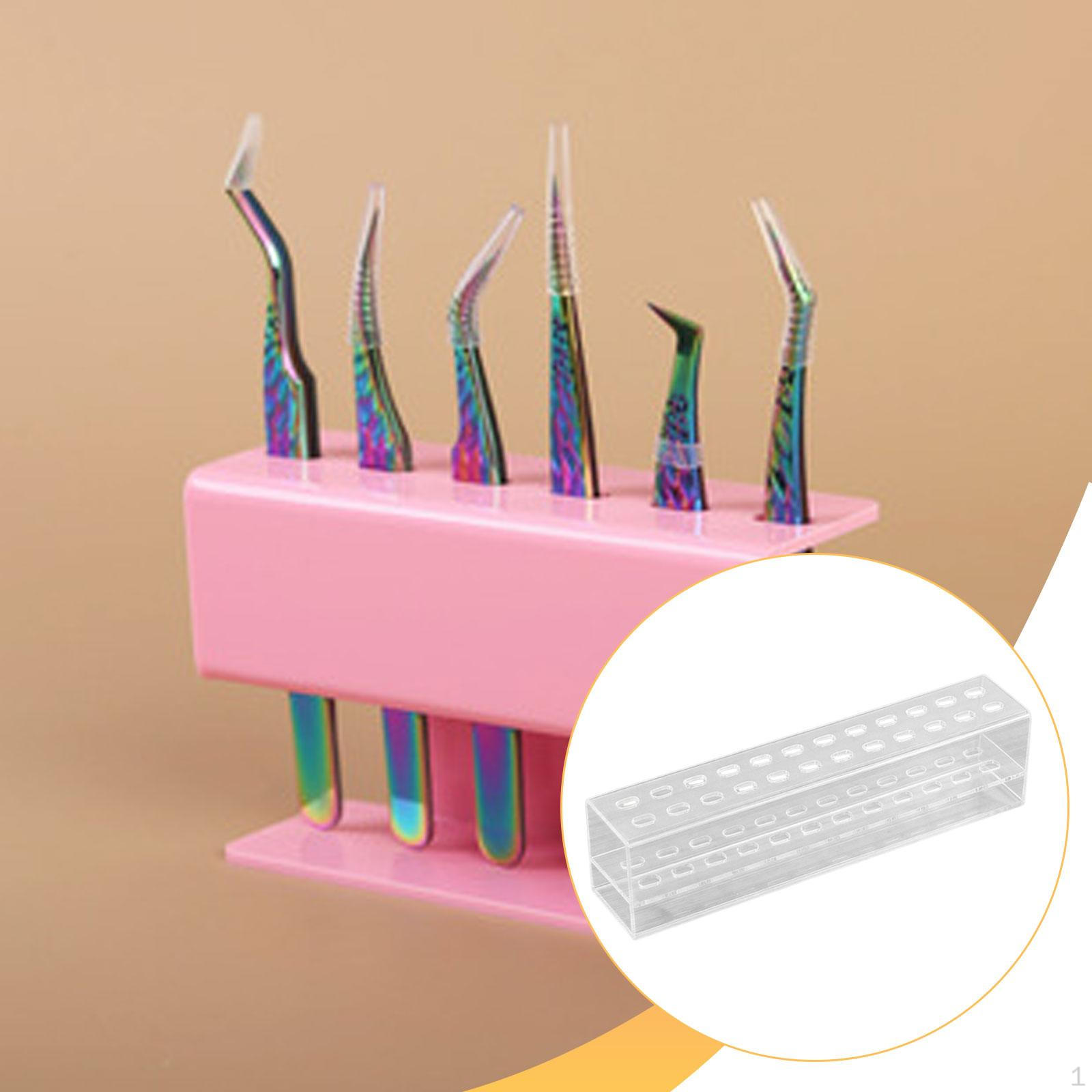 

Eyelash Tweezer Holder Acrylic Dustproof Organizer Transparent Storage Rack Display Stand 24 Hole