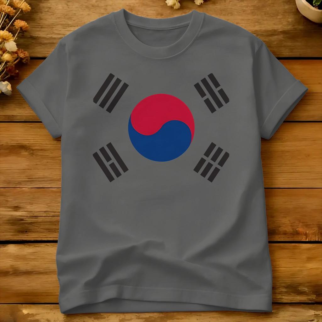 Oversized T-shirt Zomer Koreaanse Vlag Vrijetijds T-shirts Zuid-Korea Puur Katoen T-shirt Voor Unisex Klassiek Korte Mouw Top T-shirts