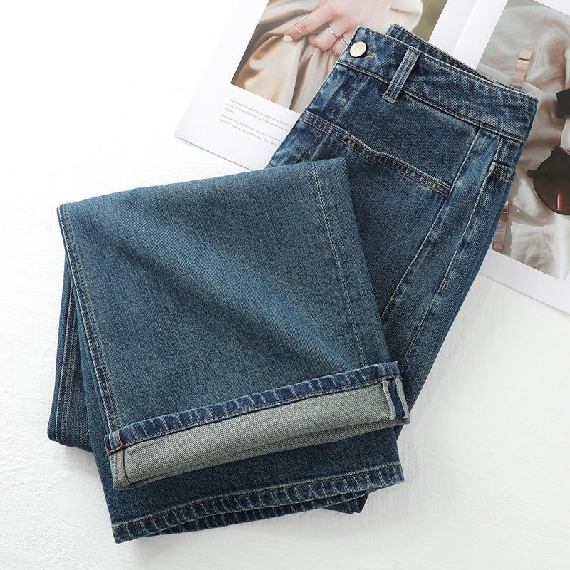 Women's 2025 Spring Retro High-Waisted Wide Leg Jeans - Loose Straight Leg High Street Style