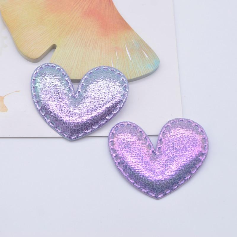 30Pcs 43*35mm Glitter Heart Applique Padded Patches for Clothes Hat Crafts Sewing Supplies DIY Headwear Hair Clips Bow Decor