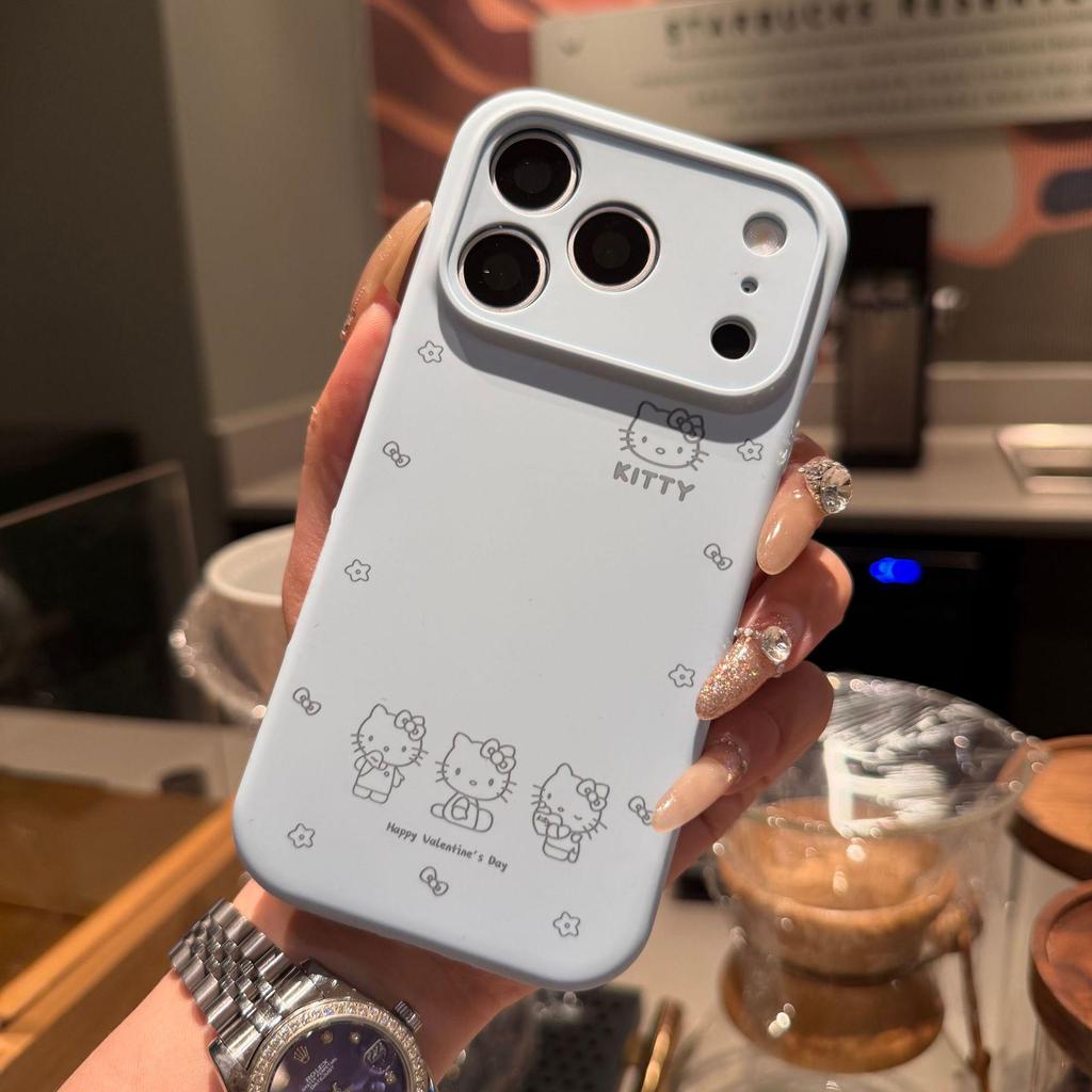 Liquid Silicone Cute KT Cat Phone Case for iPhone 17 Pro Max - Full Coverage, Drop-proof.
