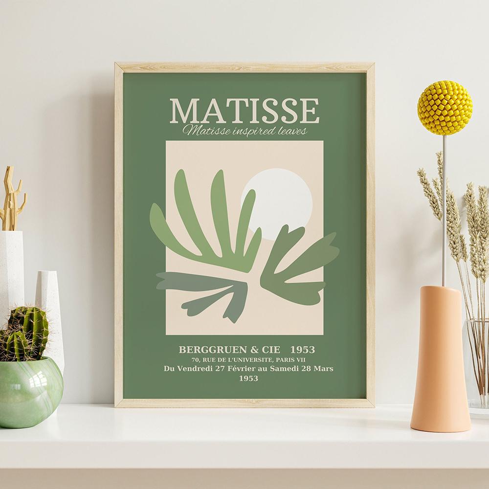 Matisse Gallery Museum Wall Art Poster Print Green Canvas Painting Fashion Abstract Modern Oil Line Woman Room Home Decor Mural