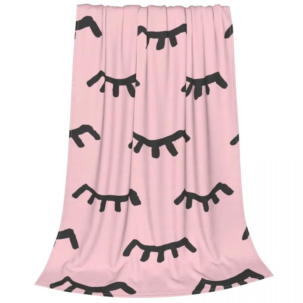 Cute Closed Eyes Plush Blanket Cartoon Beauty Eyelash Funny Throw Blanket Flannel Warm Soft for Home Hotel Sofa 125*100cm