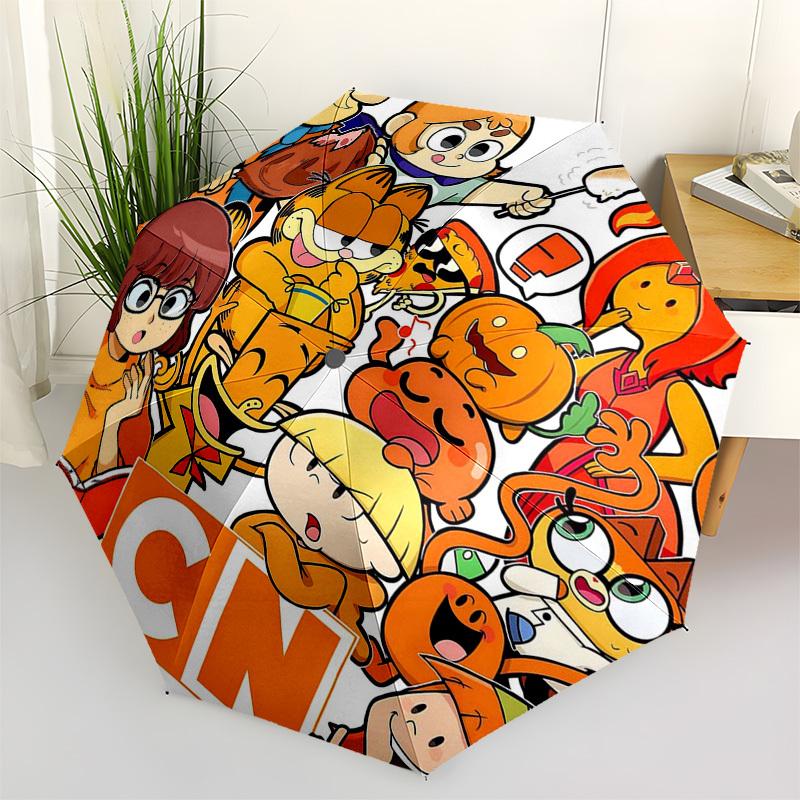 

1pc Garfield & Friends Outdoor Umbrella - Automatic Opening/Closing, Portable 3-Fold Design with 8-Rib Iron Frame, Perfect Gift for Fans, Travelers, E