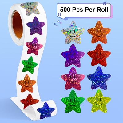 500PCS/Roll New Stars Stickers Thank You Stickers Photocard Decor Packaging Pack Stickers Roll Rolling Lables