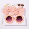 1Set Children Headwear Glasses Solid Soft Bowknot Head Bands Girls Lace Barrette Retro Headbands Sunglasses Kids Hair Band Sets