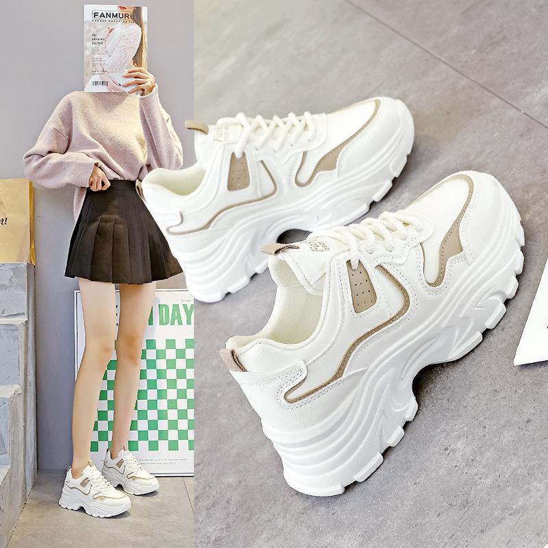 Muffin platform dad shoes women's spring 2025 new round head lace-up women's shoes versatile and thin casual shoes Q8826