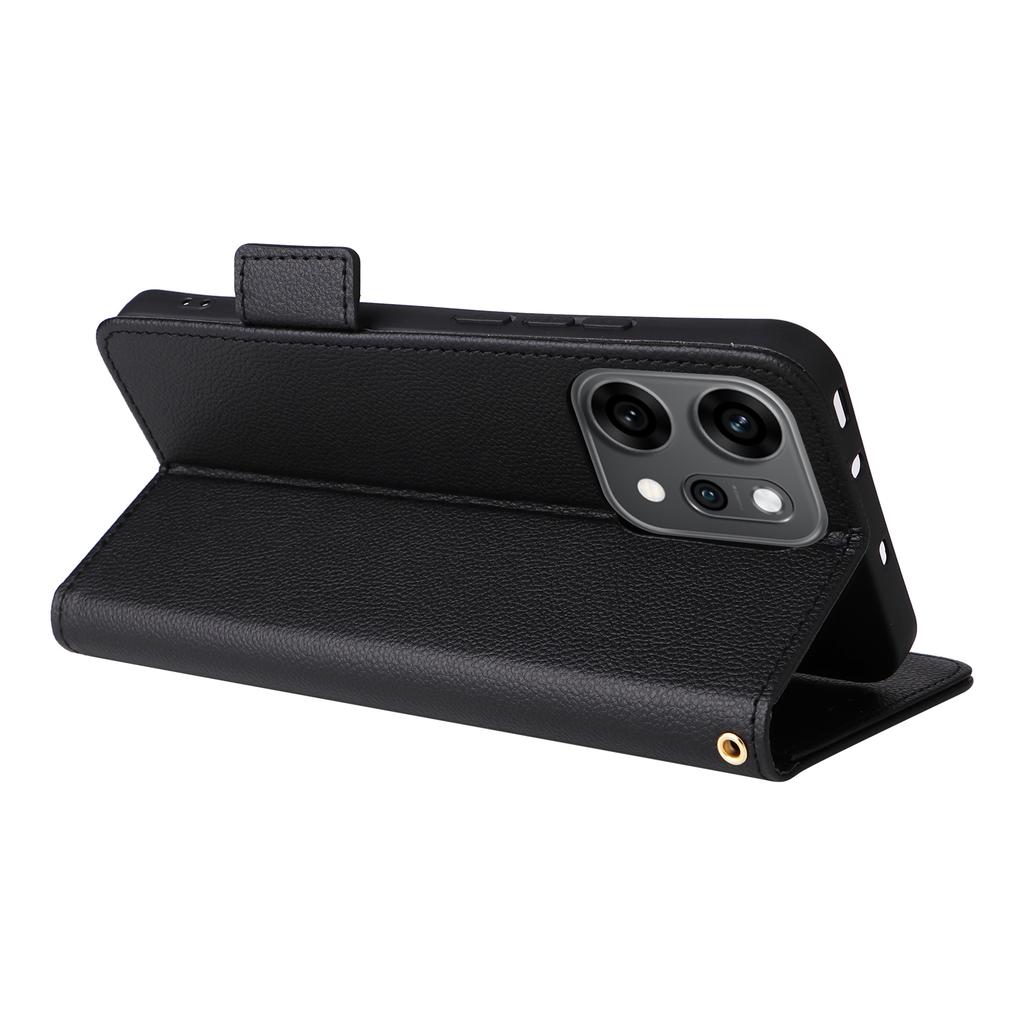 For Oppo Reno14 Pro 5G (Global) Case with Wrist Strap Litchi Texture PU Leather Wallet Phone Cover
