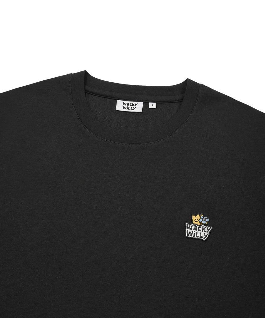 WACKY WILLY Double Kiki Wappen Short Sleeve T-Shirt Black