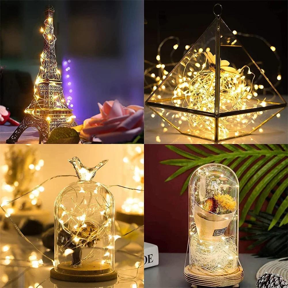 4Pack LED Fairy String Lights 2M/20 LEDs Battery Operated 3 Mode Lamp for Bottle Christmas Tree Wedding Balcony Party Decoration