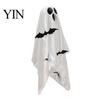 Halloween Hanging Ghost Decorations Scary Decor, Spooky Bat Print Decor for Porch Floating Tree Decoration Tree, Glow-in-the-Dark Outdoor Front