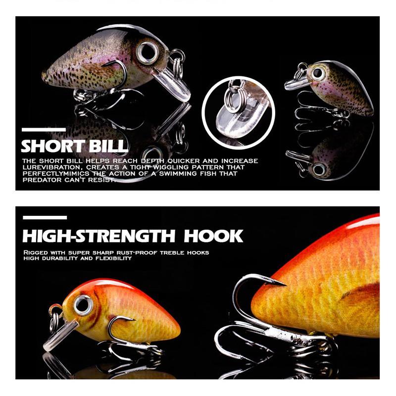 5pcs Mini Fishing Lures Set Lifelike Crank Baits Artificial Baits Swimbait with Tackle Box
