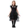 Black Princess Dress Girls Halloween Cosplay Costume Adams Family Theme Party Outfit