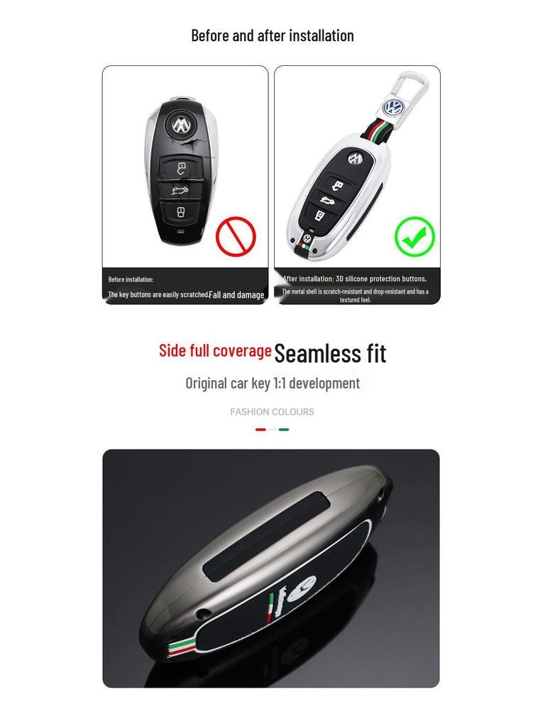 Volkswagen Touareg One-Button Start Key Case (2011-2018) - Metal Smart Key Bag