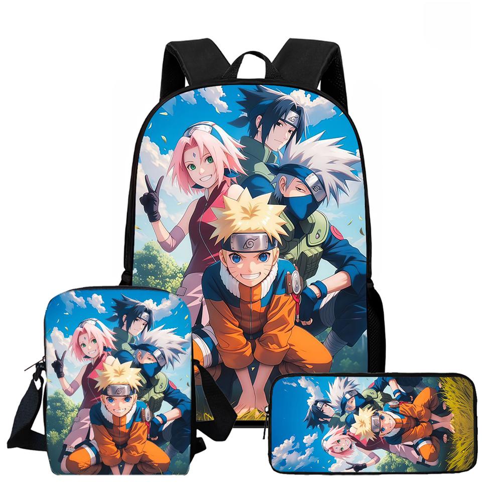 NARUTO Children School Daily Pack, 16 Inch Lightweight Animated Pupil Carrier, Dual Zip Pockets Durable For Boys Girls Age 6-10