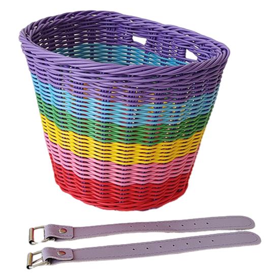 Sykkelkurv Stor kapasitet Sterk bærende Universal Enkel installasjon Håndvevd imitert rotting sykkelstyrekurv