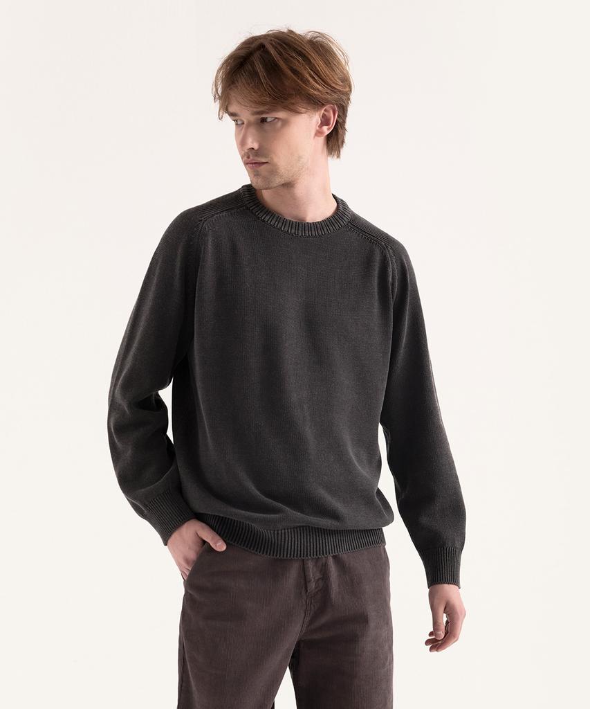 BIRBANTE Garment-Dyed Washable Round Knit - Charcoal