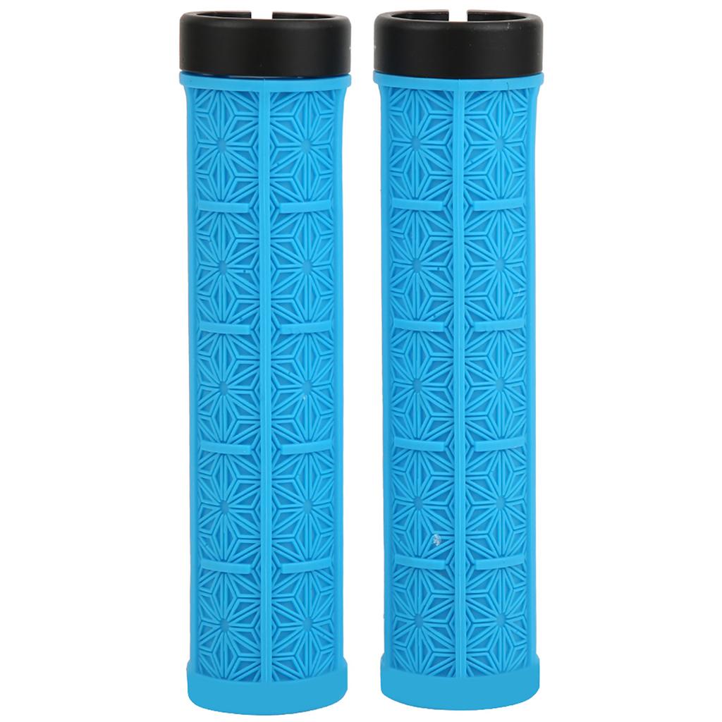 1Pair Mountain Bike Silicone Handlebar Grip Cover Unilateral Locked Non slip Bicycle Accessory(blue )