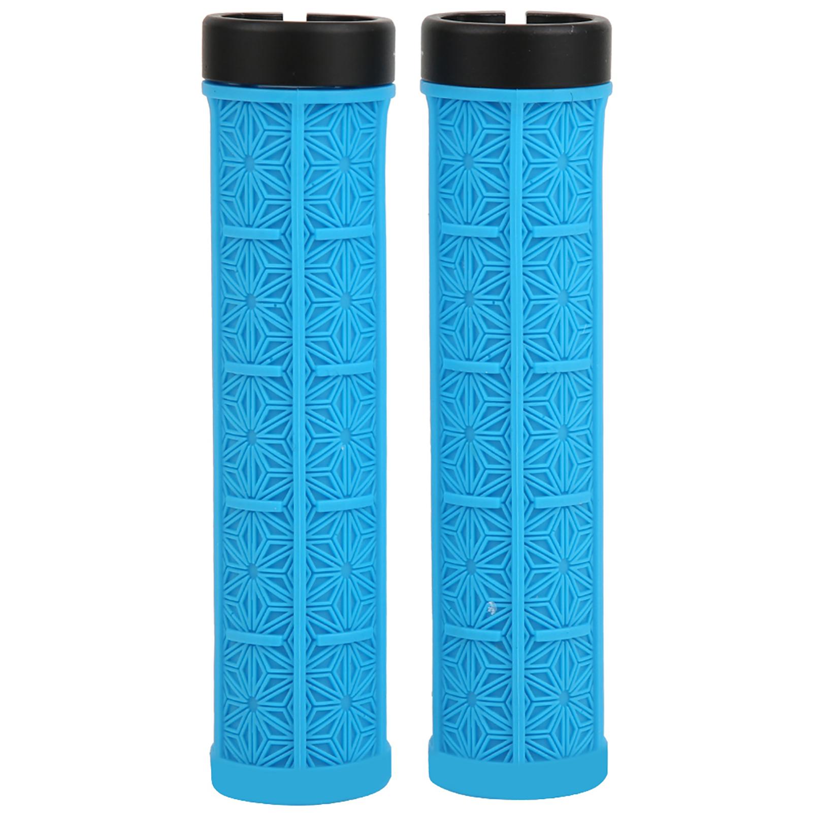 

1Pair Mountain Bike Silicone Handlebar Grip Cover Unilateral Locked Non slip Bicycle Accessory(blue ) синий