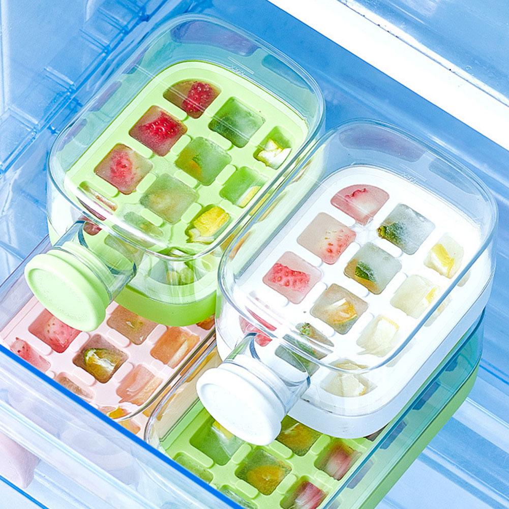 500/800ml Ice Cube Tray Water Bottle With Straw Silicone Ice-make Pressing Mould Ice Drink Bottle Ice Cube Tray Kitchen Supplies