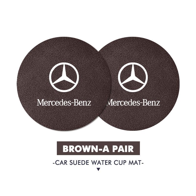 2pcs Car Coasters Anti-Slip Pad Cup Holder Mat Accessories For Mercedes Benz AMG A C E S G Class W201 W210 W108 W204 W205 W203 LU3