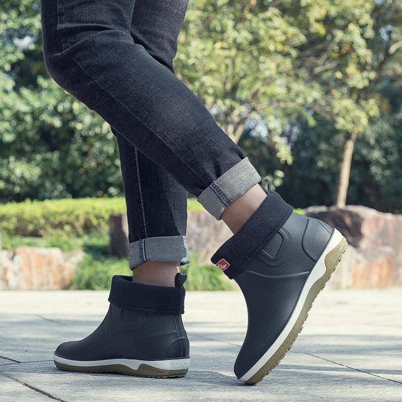 Ankle Men's Rain Boots Rubber Platform Rainboots 2024 Fall Slip On Rain Shoes Male Waterproof Work Boots Winter Men Rain Boots