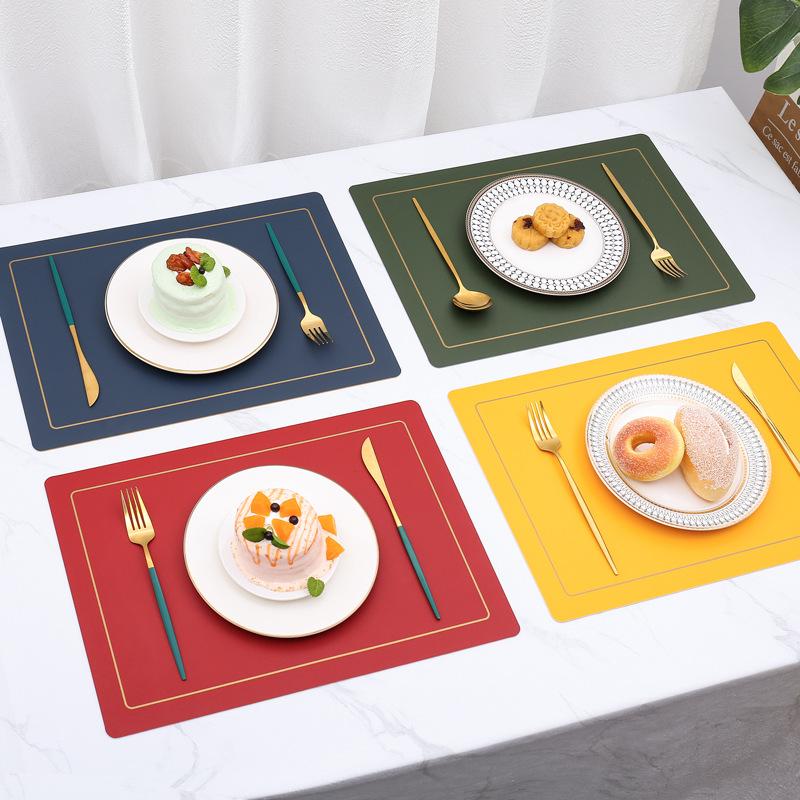 European leather western dining mat two-color square thermal insulation mat large waterproof table mat tea tray dining tray coaster light luxury