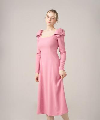 Scus Square Audrey Ribbon Dress_Rose Pink
