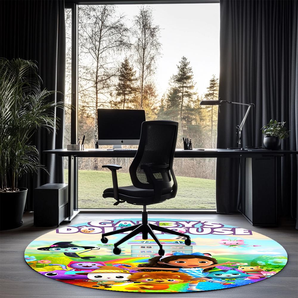 Gabby Printed Round Rug Carpet Chair Rug Area Rug Entryway Doormats,for Office Chair Living Room Bedroom Kitchen Room.