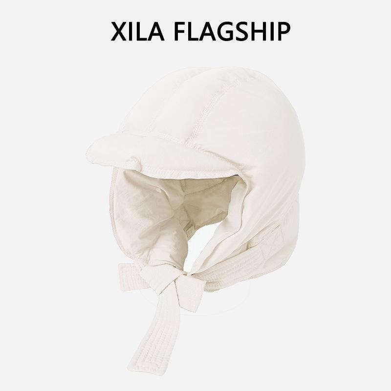 

Winter Warm Down Hat for Women s Scarf Integrated Windproof Thickened Ear Protection Straps Cycling Ski Lei Feng Hat Korean Version average size