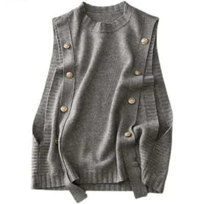 Γιλέκο για Γυναίκες Oversize Παχύ Μονόχρωμο Casual Αμάνικο Πλεκτό Top Γιλέκο