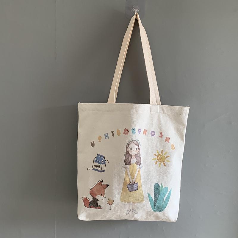 Canvas Tote Bag for Women 2020 Large Capacity Eco Shopper  Shoulder Shopping Bags Cotton Cloth White