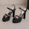 Red Women Platform Slingback Sandals Peep Toe High Spike Heel Large Plus Size 50 Nightclub