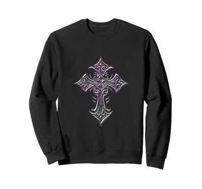 Emo Goth Cross Minimal Gothic Symbol Alt Y2K Sweatshirt