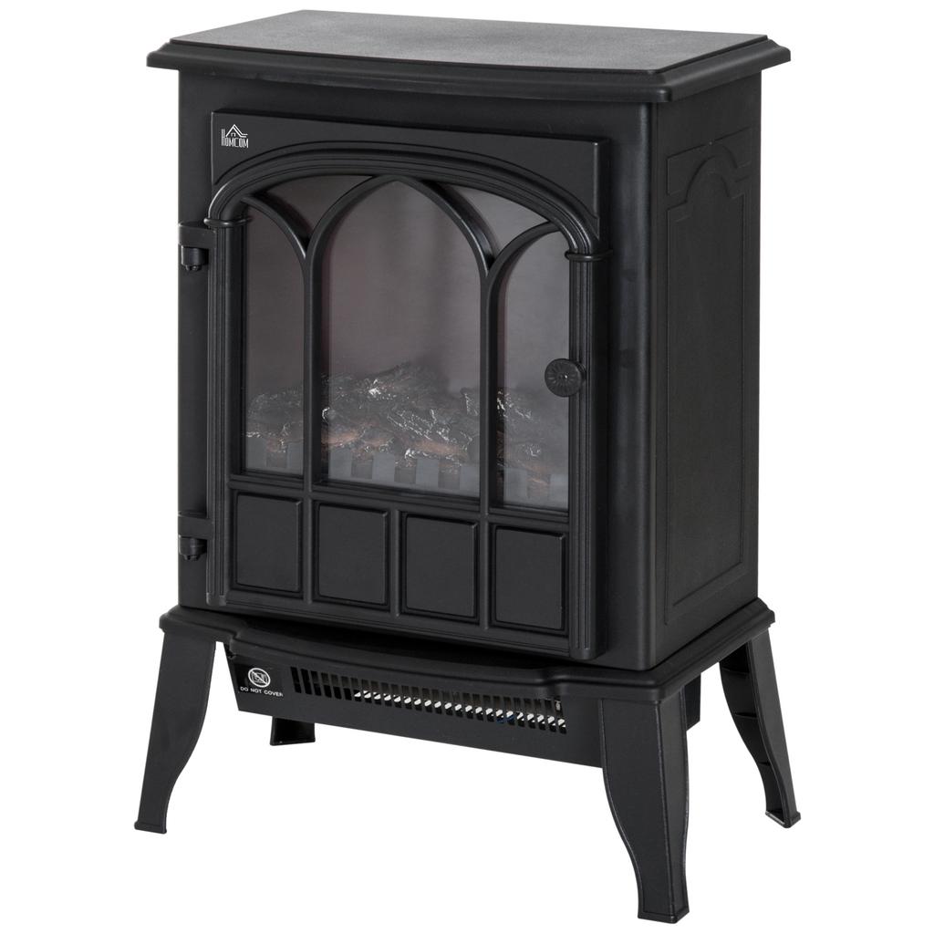Electric Fireplace, 1000 W/2000 W, Flame Effect, for 15-30 m², Black