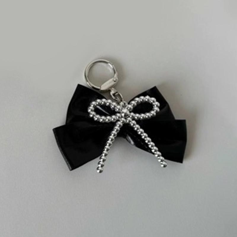 

Большие брелоки в виде бантиков для сумки, брелок для женщин, девушек, простой брелок с бантом из искусственной кожи, аксессуары для украшения рюкзака, подарки чёрный