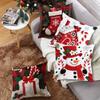Christmas Cushion Cover Christmas Tree Pattern Santa Claus Cartoon Christmas Pillow Cover 45x45cm Size Square Shape