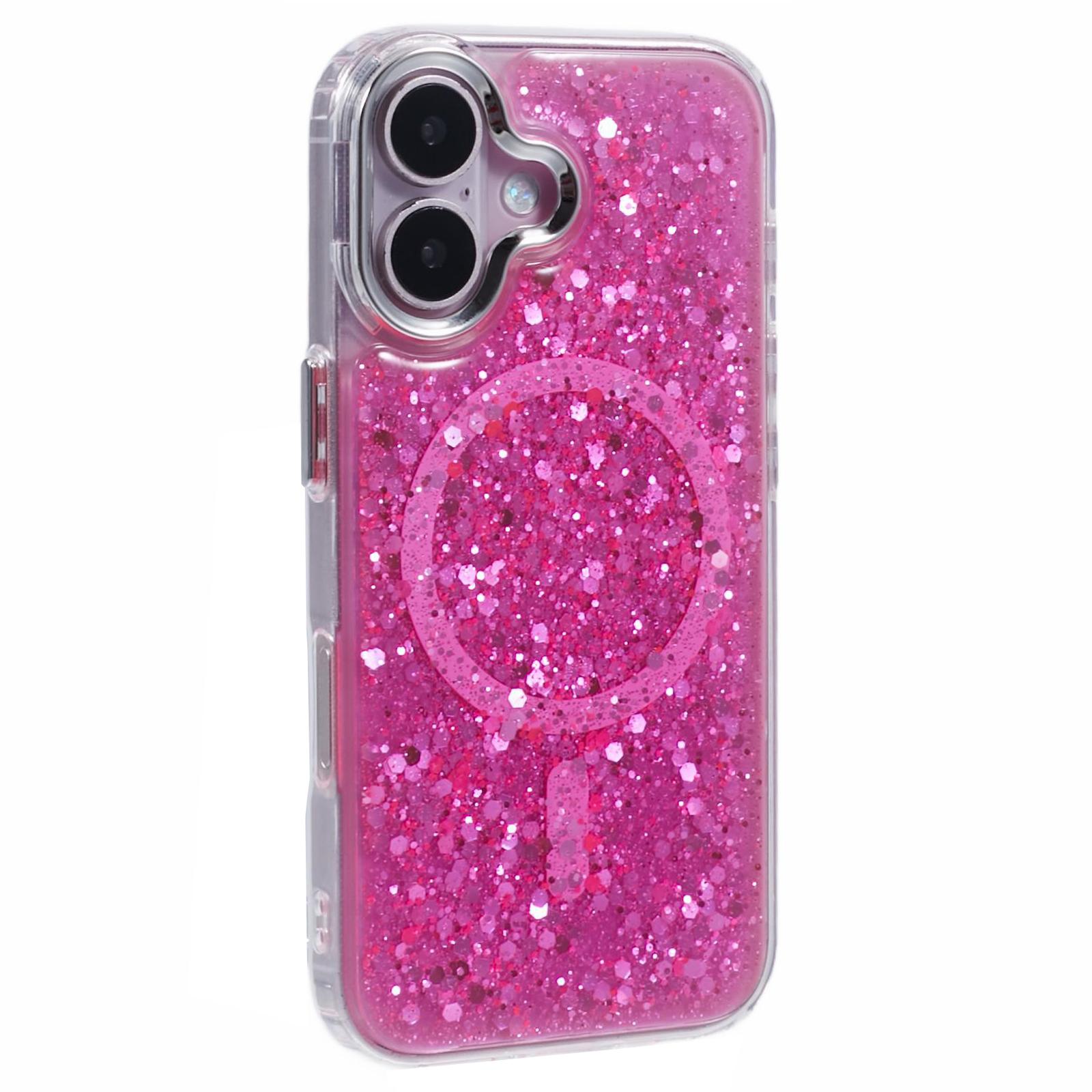 For iPhone 16 Case Compatible with MagSafe Glitter Sequin Epoxy TPU+Acrylic Phone Cover A