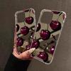 Cute Cherry Pattern Phone Case For Samsung Galaxy S25 S24 S23 S22 S21 Ultra Plus FE A06 A14 A23 A36 A52 A55 Make Up Mirror Cover