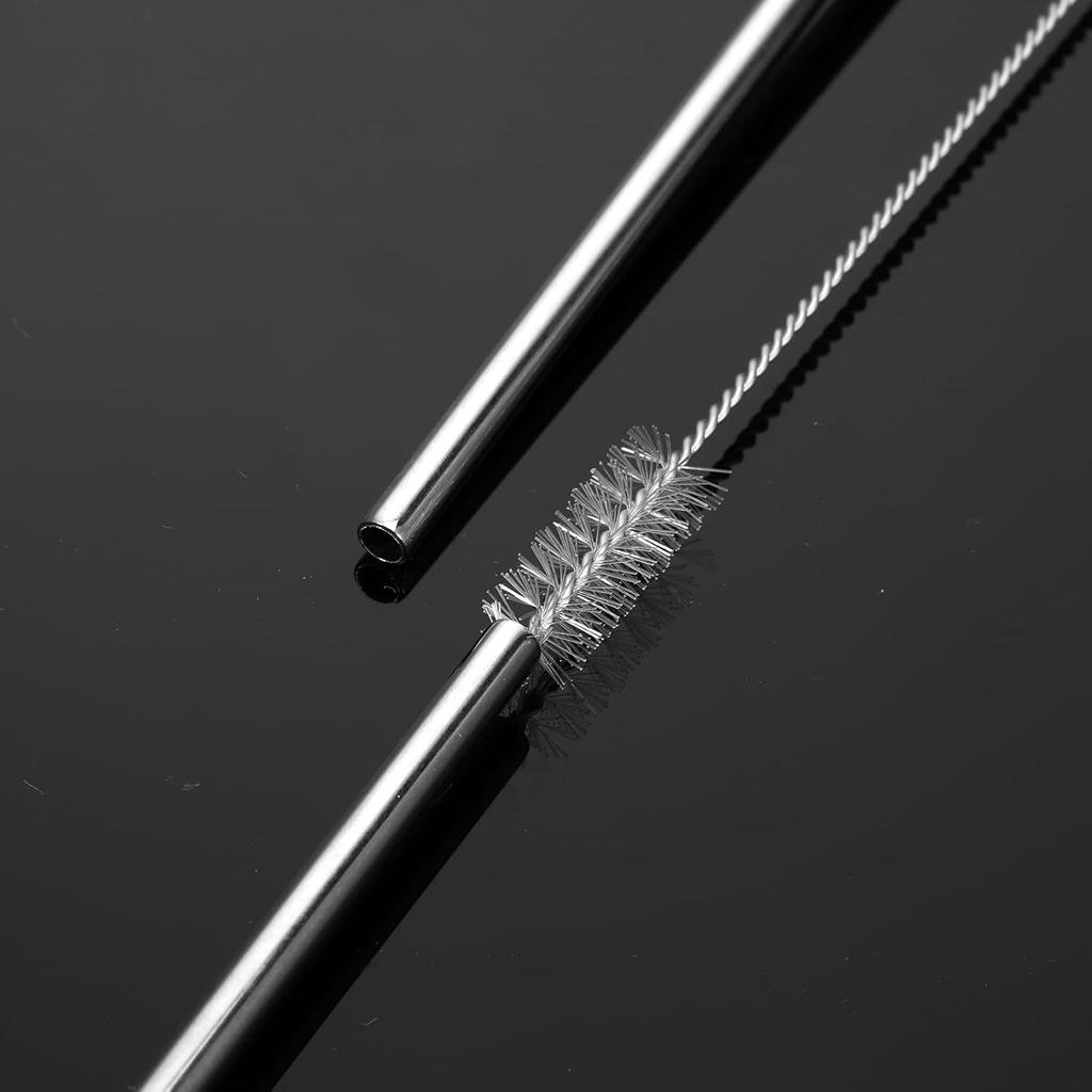6 Pieces Stainless Steel Spoon Straws, Spoon Straw with 1 Cleaning Brush