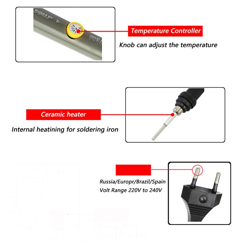60W Einstellbare Temperatur Elektrische Lötkolben 220V Eu Stecker Reparatur Werkzeuge