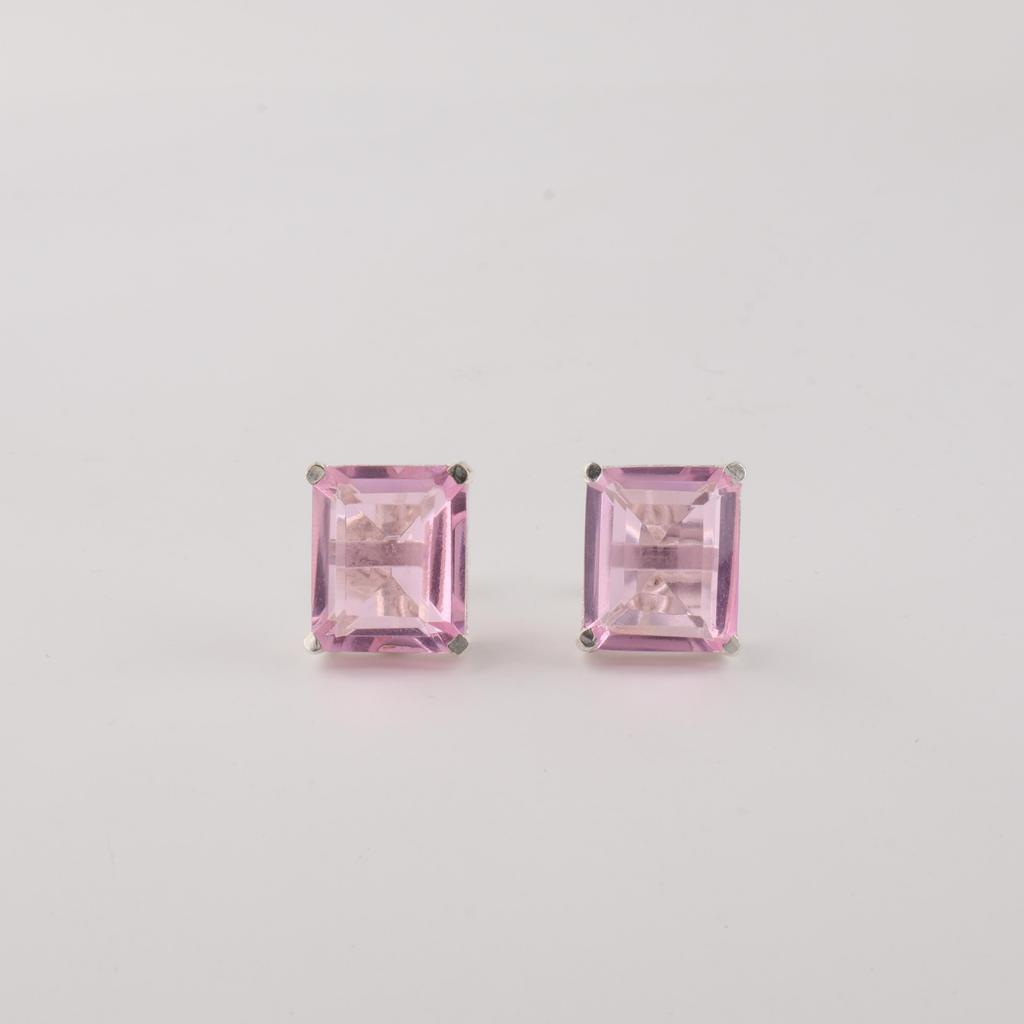 Rare Morganite Gemstone 925 Sterling Silver Jewelry Handmade Designer Stud Earrings 0.4" For Wedding Gift EE-179-6