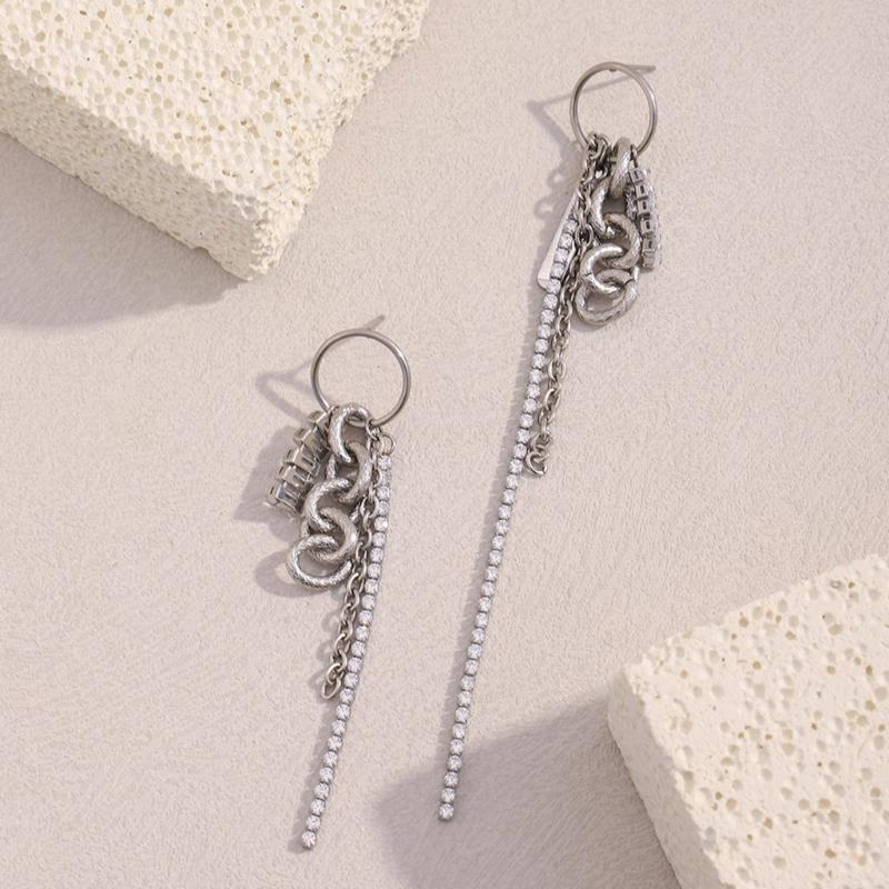 Sparkling Tassels Drop Earrings With Cubic Zirconia Stones Sturdy Allergy Resistant For Women